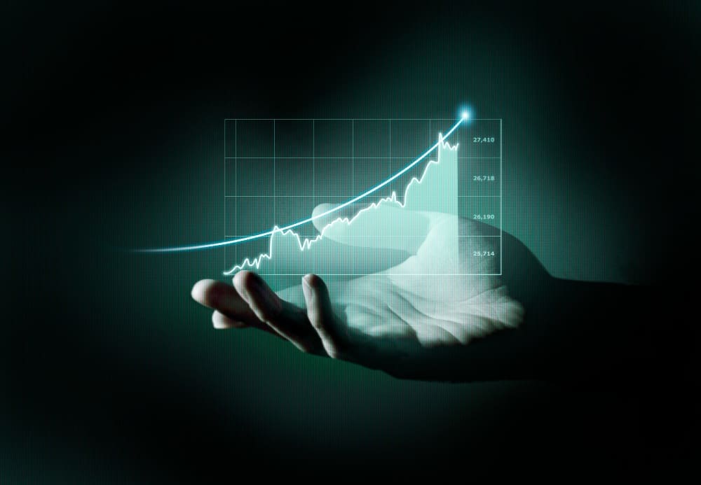 Business revenue concept illustrated with graphic holography