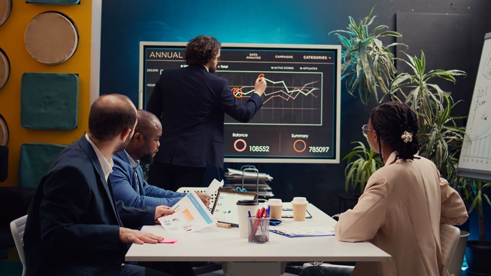 Business team working together to develop initiatives for corporate culture