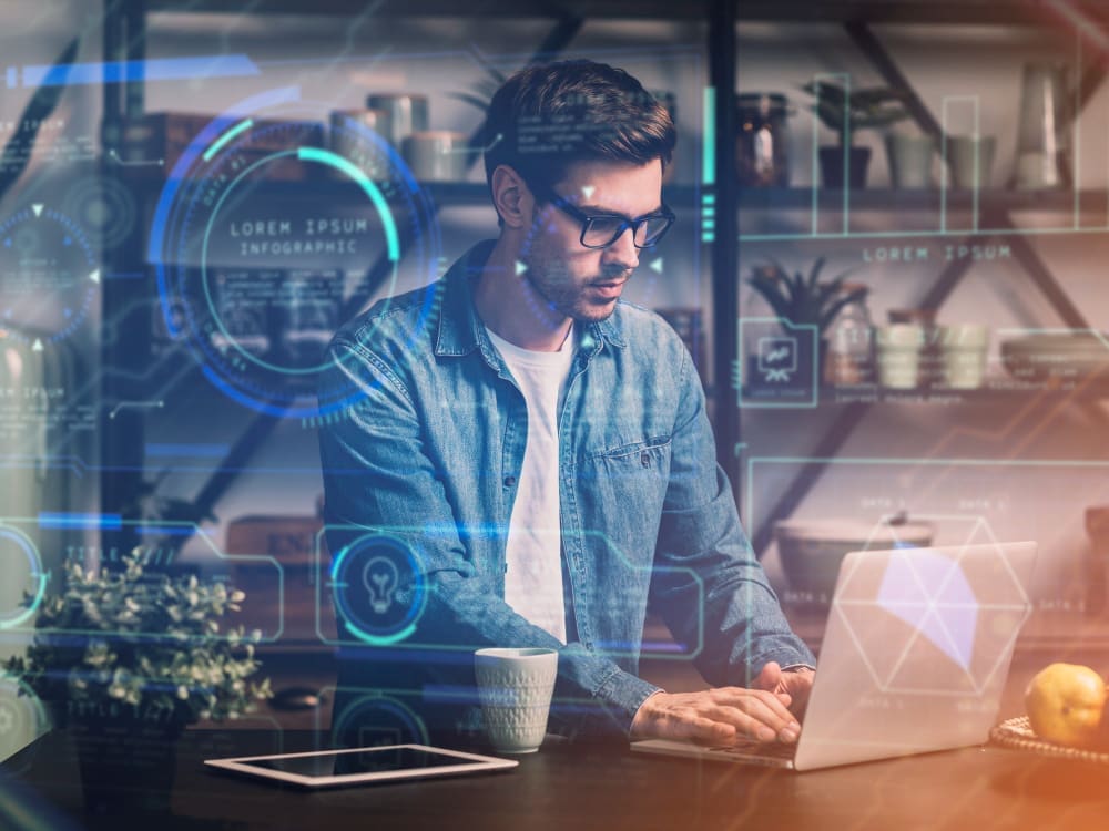 Young businessman focused on his digital business transformation